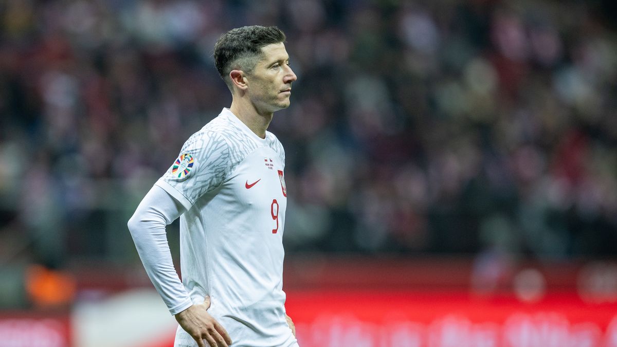 Robert Lewandowski  during UEFA EURO 2024 qualifier match, Poland vs Czech Republic, in Warsaw, Poland on October 15, 2023. (Photo by Foto Olimpik/NurPhoto via Getty Images)