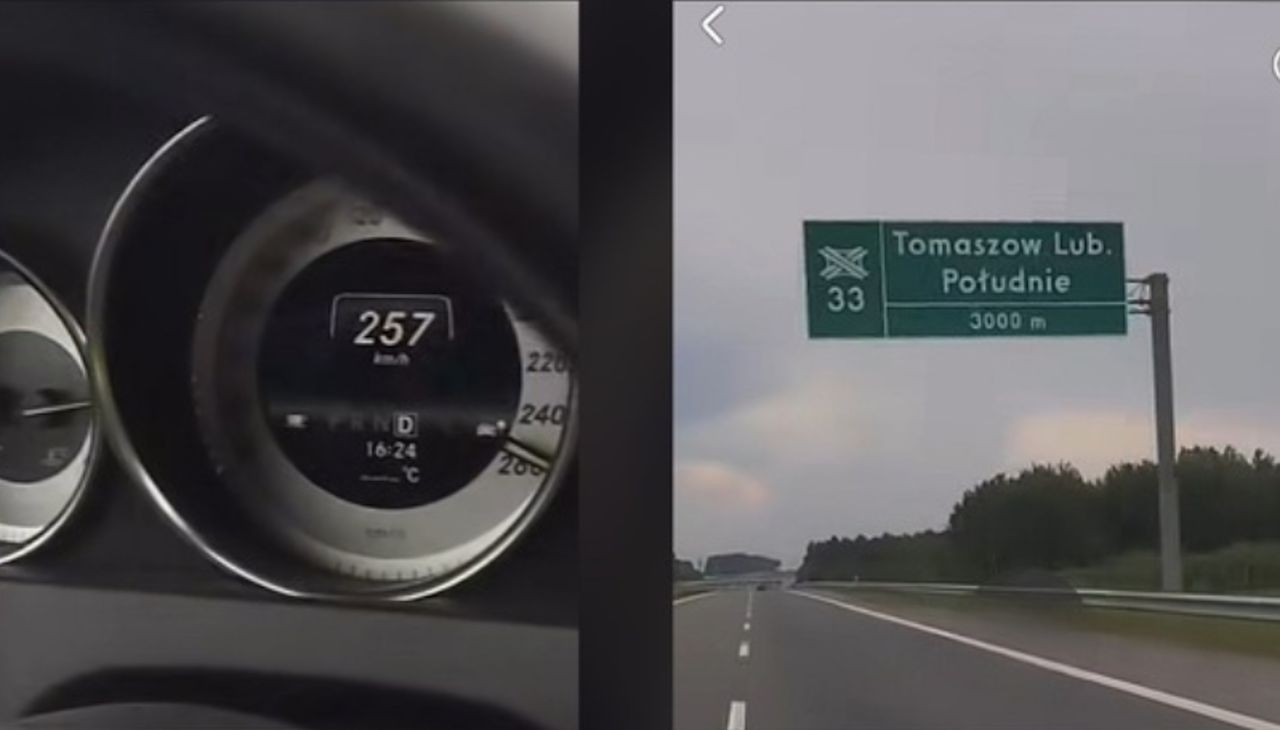 Pędził Mercedesem 257 km/h na S-17. Chwalił się nagraniem w sieci