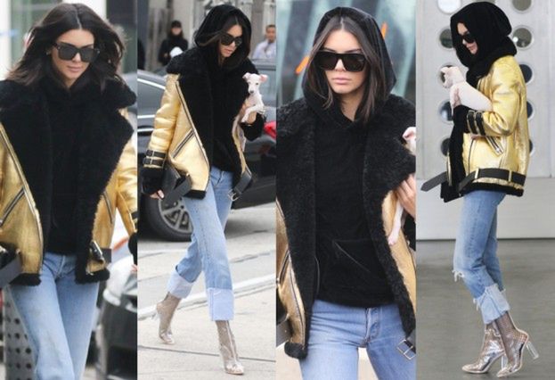 #TRENDY: Kendall Jenner w złotym kożuszku