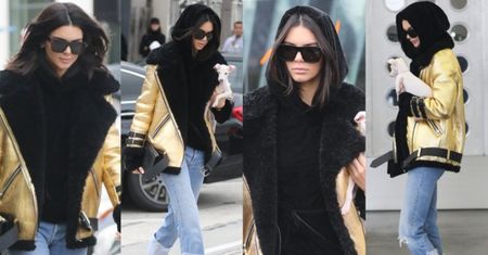 #TRENDY: Kendall Jenner w złotym kożuszku