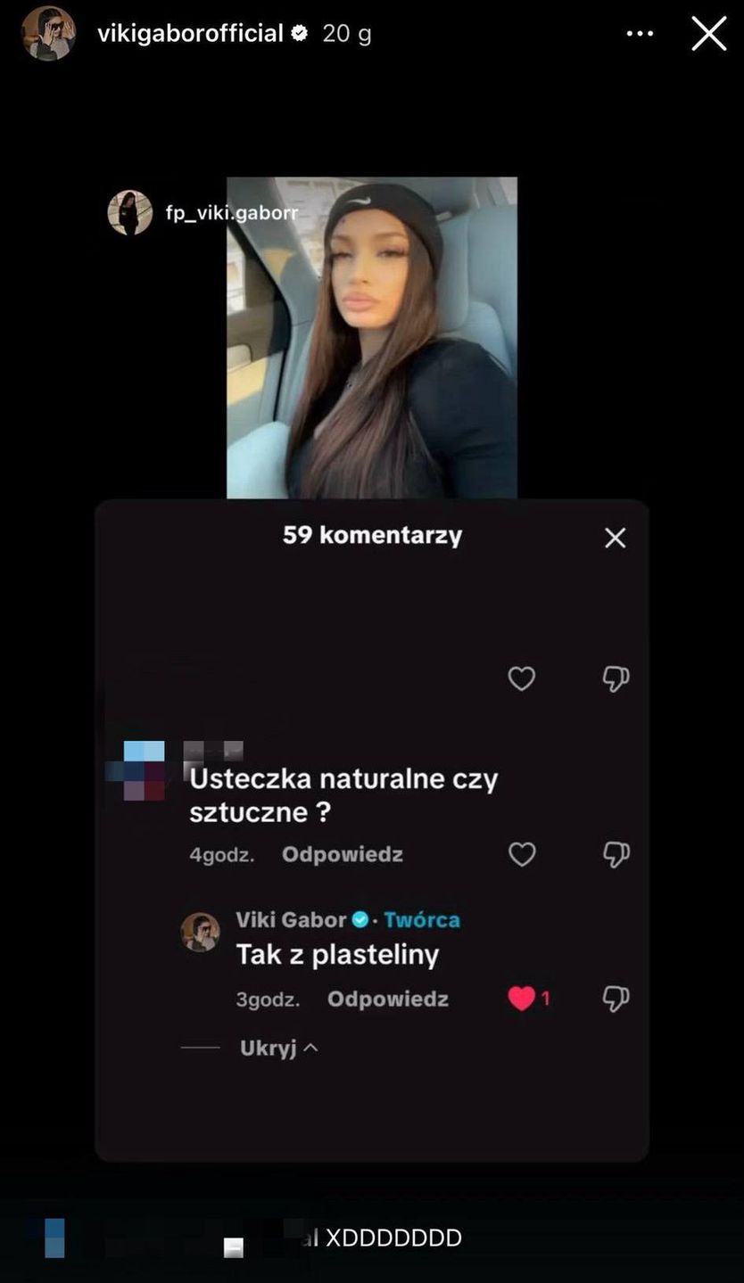 Viki Gabor odpowiada na komentarz