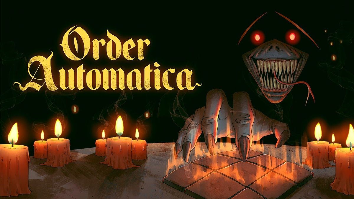 Order Automatica image. Dark tactical strategy game with candles, monster, and hand.