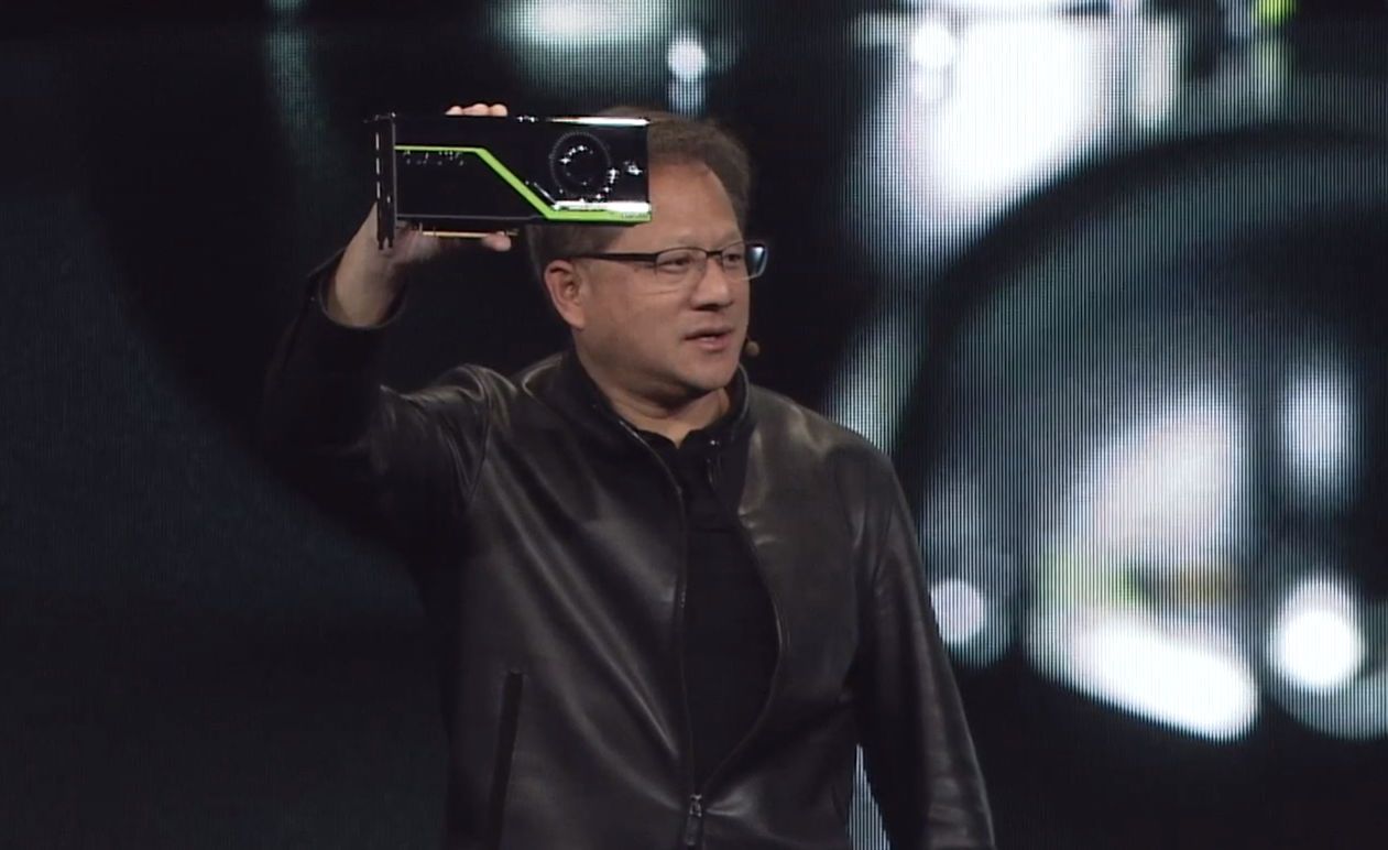 Jensen Huang i jego Quadro RTX 6000. Źródło: VideoCardz