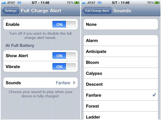 Powiadomienie o w pełni naładowanej baterii na iOS