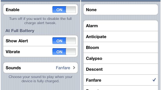 Powiadomienie o w pełni naładowanej baterii na iOS 1