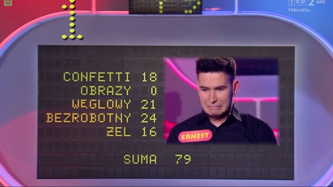 Uczestnik "Familiady" był zaskoczony własną odpowiedzią.