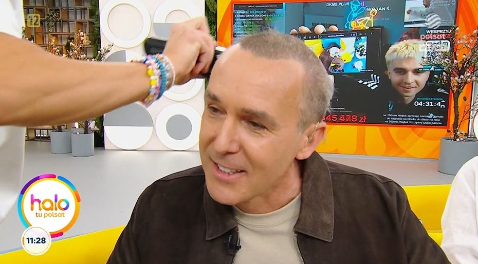 Maciej Kurzajewski ogolił włosy na żywo 