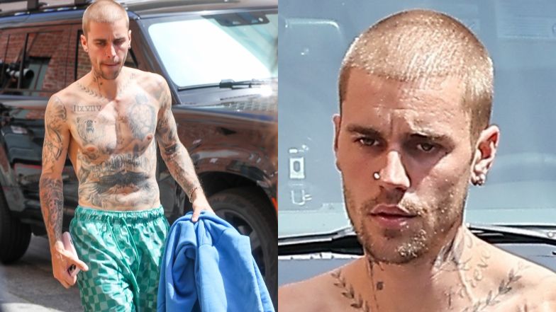 Justin Bieber świeci nagą klatą w drodze do przychodni