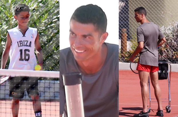 Cristiano Ronaldo uczy syna grać w tenisa na wakacjach w Grecji (ZDJĘCIA)