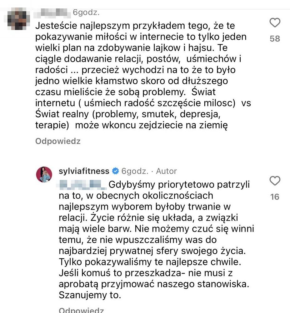 Sylwia Szostak odpowiada na komentarze dotyczące rozwodu 