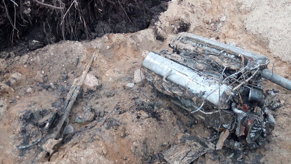 Silnik Mikulin wykopany podczas budowy drogi S61 (fot. Marcin Olszewski/GDDKiA)