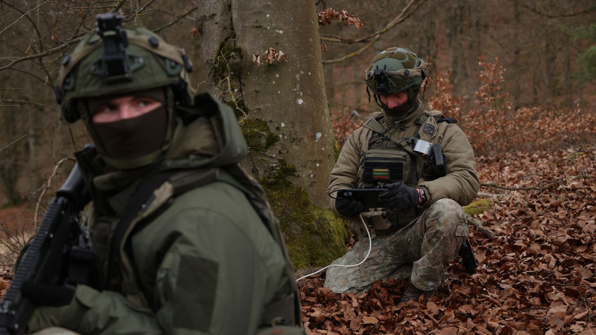 HOHENFELS, GERMANY - MARCH 12: A Lithuanian soldier (R) flies a reconnaissance drone during the Allied Spirit 25 military exercise at the U.S. 7th Army Training Command Joint Multinational Readiness Center on March 12, 2025 near Hohenfels, Germany. Approximately 3,000 troops from NATO member countries, including the United States, Austria, the Czech Republic, France, Hungary, Italy, Spain, Latvia, Lithuania, North Macedonia, Slovakia, Slovenia and the United Kingdom, are participating in the four-week exercise with the aim of improving interoperability. European countries have pledged large-scale defence spending following doubts cast by the administration of U.S. President Donald Trump on the future of the U.S. commitment to the NATO military alliance. (Photo by Sean Gallup/Getty Images)