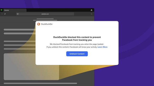 Facebook nie jest w stanie ominąć blokady modułów śledzących w  DuckDuckGo