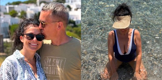Wydekoltowana Katarzyna Cichopek PLUSKA SIĘ w morzu i narzeka na temperaturę wody: "Zimna w tym roku" (FOTO)