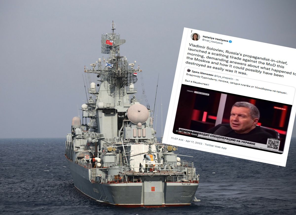 Naczelny propagandysta Kremla żąda wyjaśnień ws. krążownika "Moskwa"
