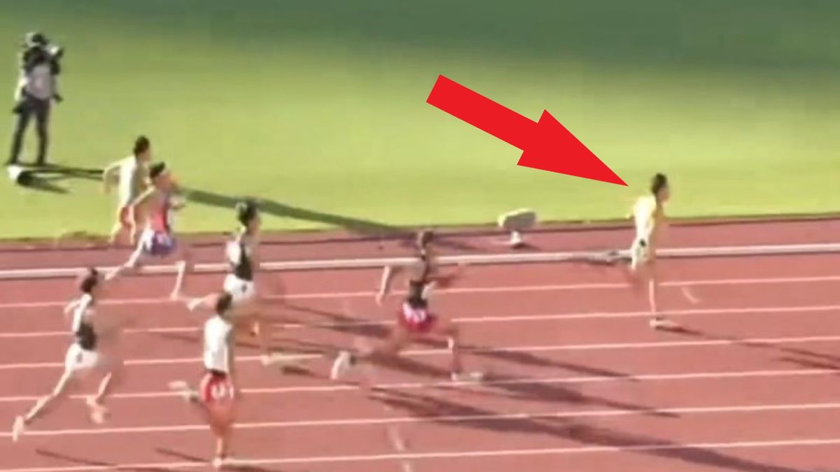 Twitter / x.com/Igrzyska2024 / Na zdjęciu: 16-letni japoński sprinter Sorato Shimizu ustanawia rekord świata na 100 metrów w kategorii U-18