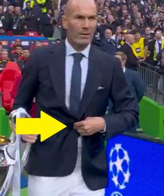 Zidane wyszedł przed finałem LM na murawę. Zwróć uwagę na jego marynarkę