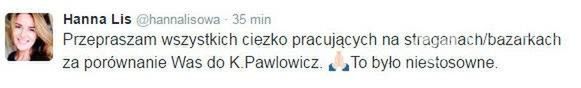 Hanna Lis skrytykowała na Twitterze Krystynę Pawłowicz
