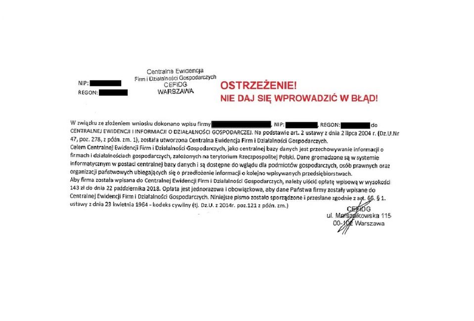 Wraca próba oszustwa na CEIDG. Ministerstwo ostrzega