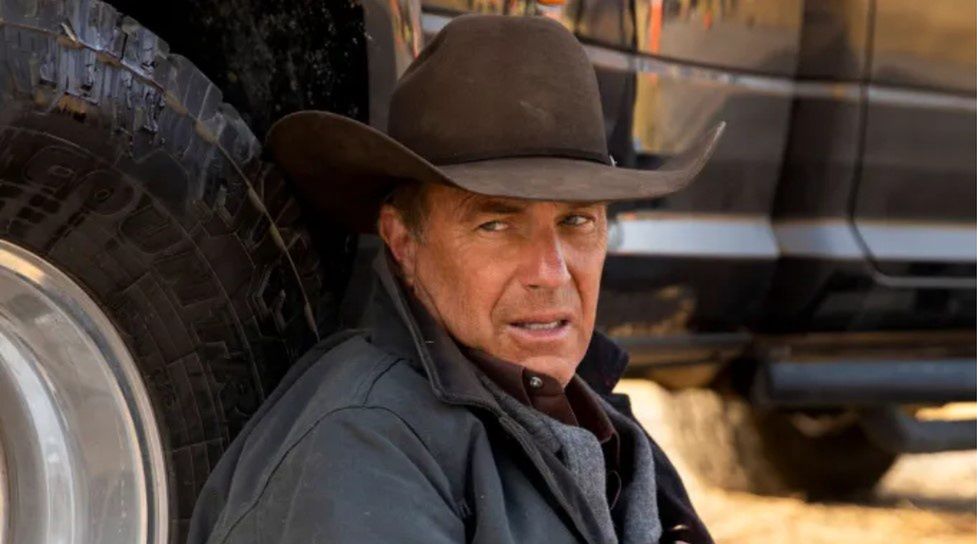 Kevin Costner on the set of "Yellowstone"