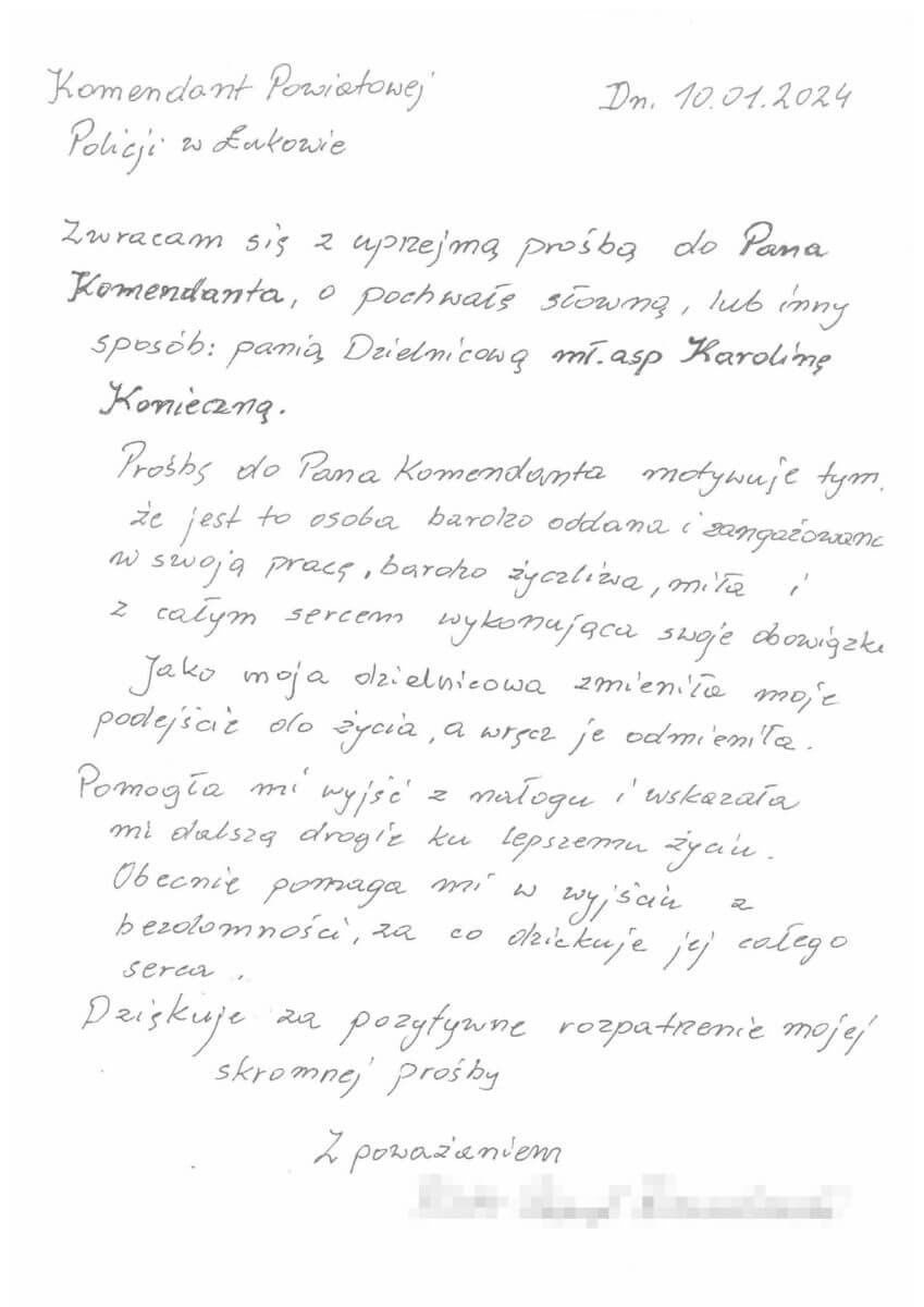 treść listu