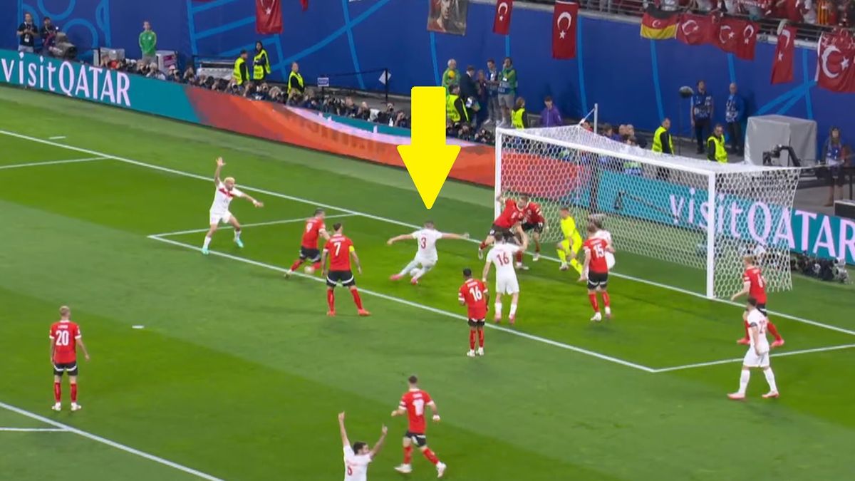 Twitter / Screen / TVP Sport / Na zdjęciu: Merih Demiral strzelił gola dla Turcji już 57. sekundzie