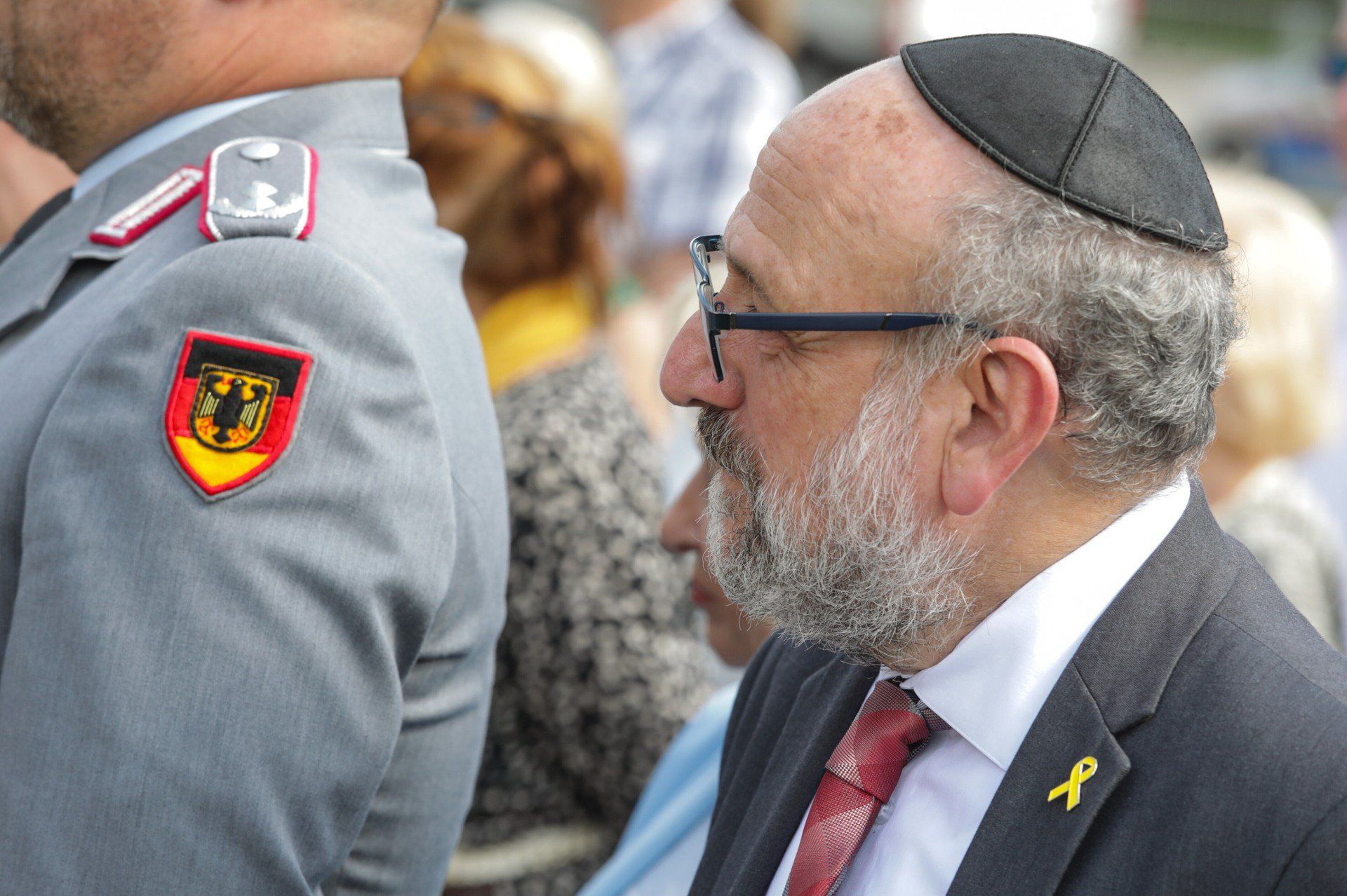 Uroczystości upamiętniające 81. rocznicę odbicia więźniów niemieckiego obozu Gęsiówka w Warszawie, 6.08.2025. N/z naczelny rabin Polski Michael Schudrich.