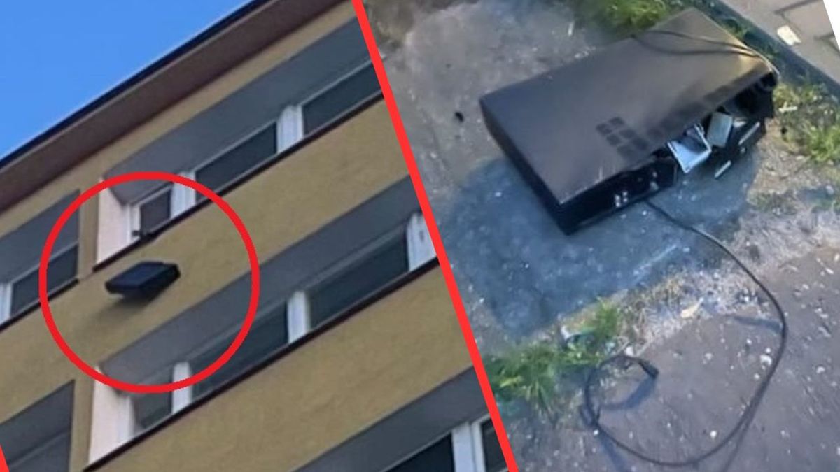 Spadający sprzęt z okna na warszawskiej Pradze