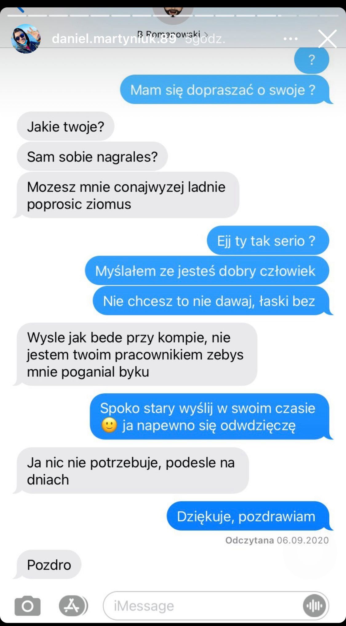Daniel Martyniuk pokazał kolejne SMS-y