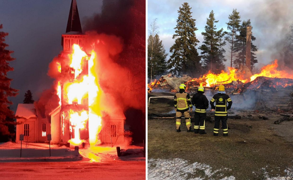 W Finlandii spłonął drewniany kościół z wiernymi w Boże Narodzenie.