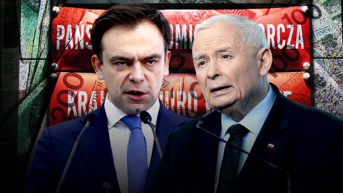 Na zdjęciu minister finansów Andrzej Domański i prezes PiS Jarosław Kaczyński