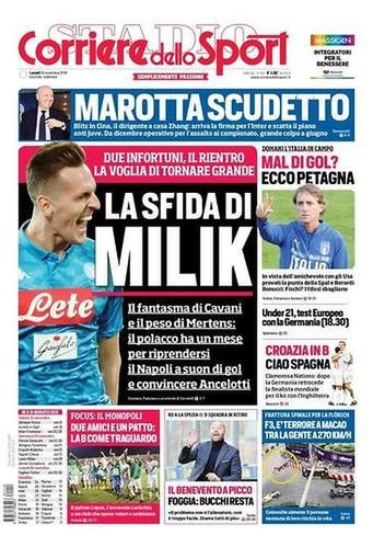 Arkadiusz Milik na okładce "Corriere dello Sport"