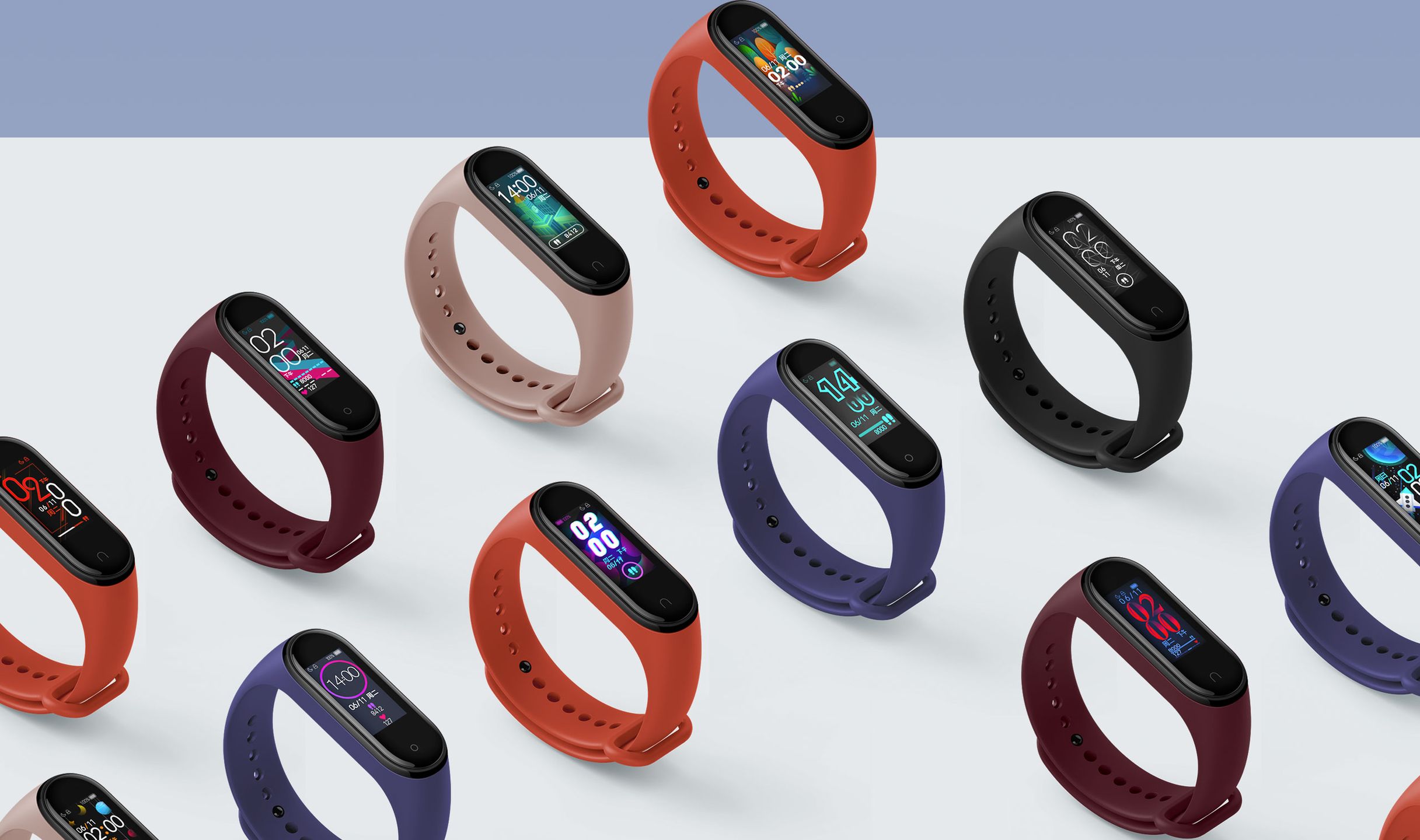 Xiaomi Mi Band 4 – różne kolory pasków i motywów.