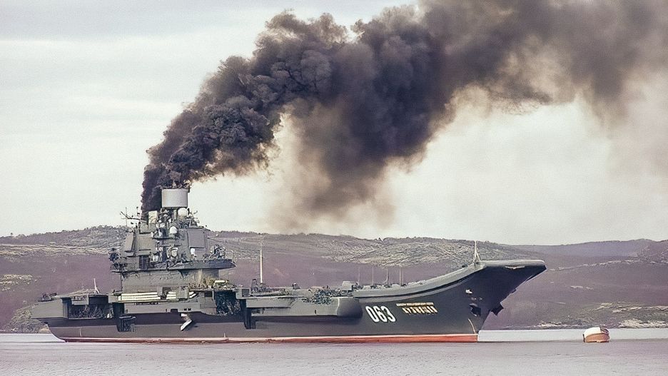 Dymiący lotniskowiec Admirał Kuzniecow