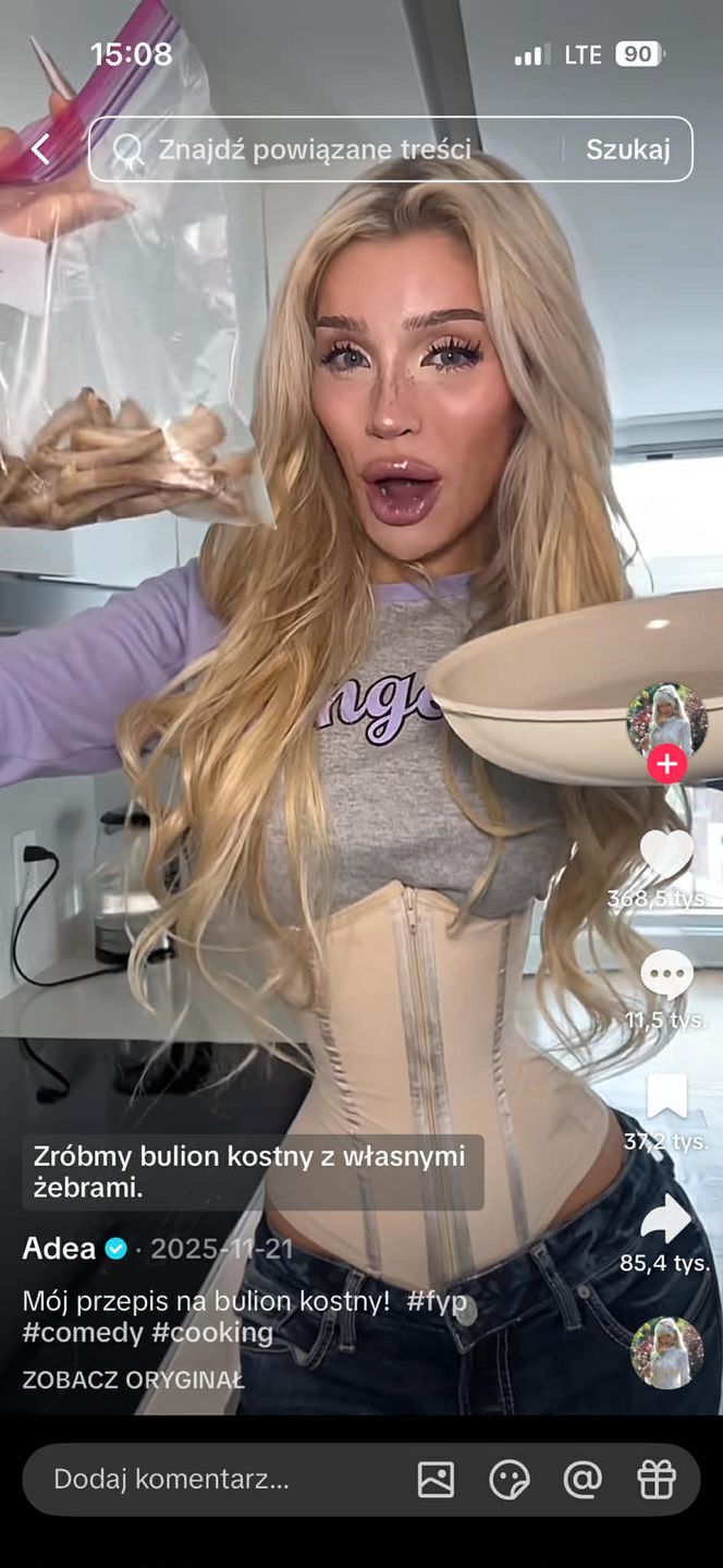 Adea ugotowała bulion "z własnych żeber"