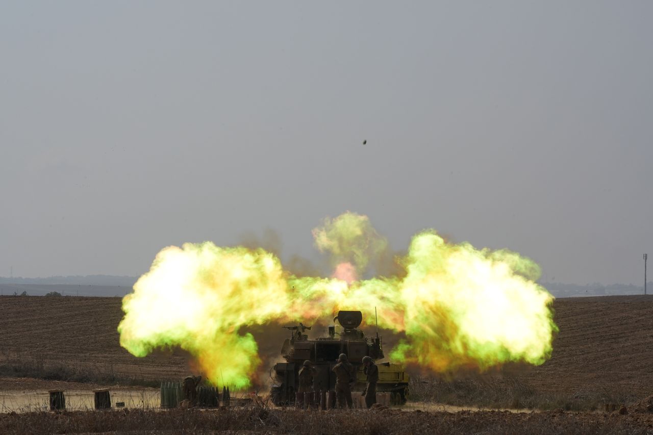 An IDF mobile artillery fires towards Gaza, near the Israeli town of Sderot, in Southern Israel, October 11, 2023