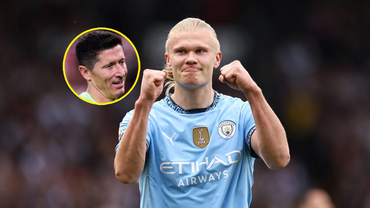 Getty Images / Juan Manuel Serrano Arce/Jacques Feeney - Offside / Eling Haaland i Robert Lewandowski (w kółku)