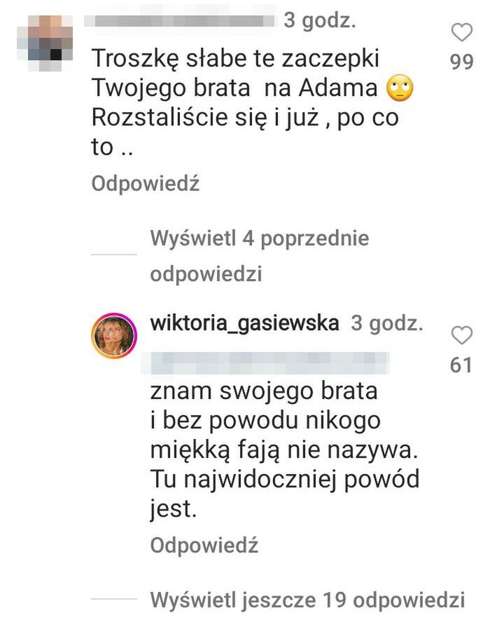 Komentarze Wiktorii Gąsiewskiej