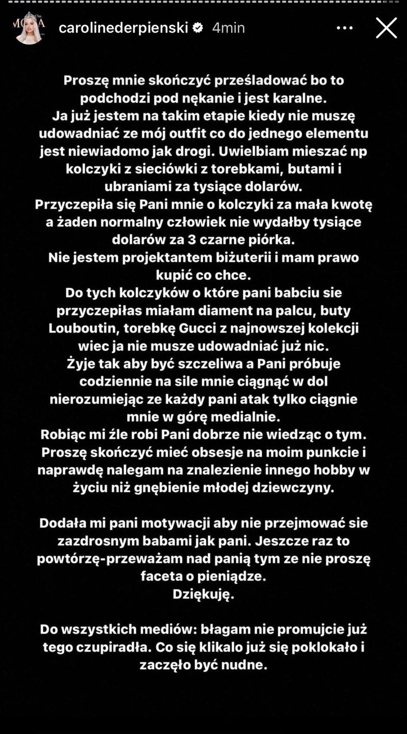 Caroline Derpienski odpiera ataki Anety Glam