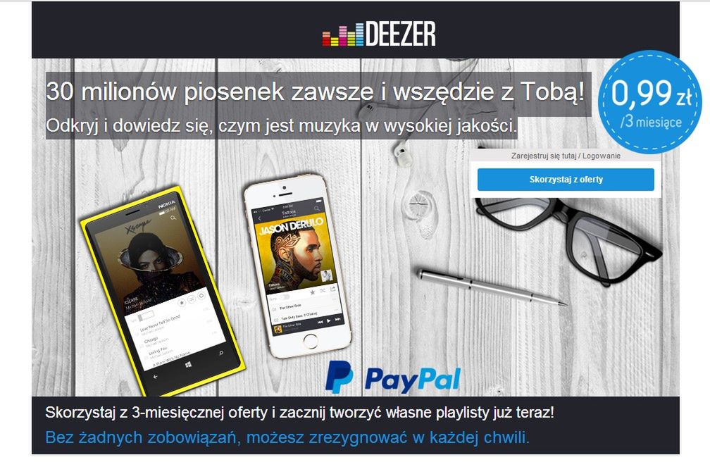 Deezer Premium za 1 zł na 3 miesiące? Tak jeżeli zapłacimy PayPalem