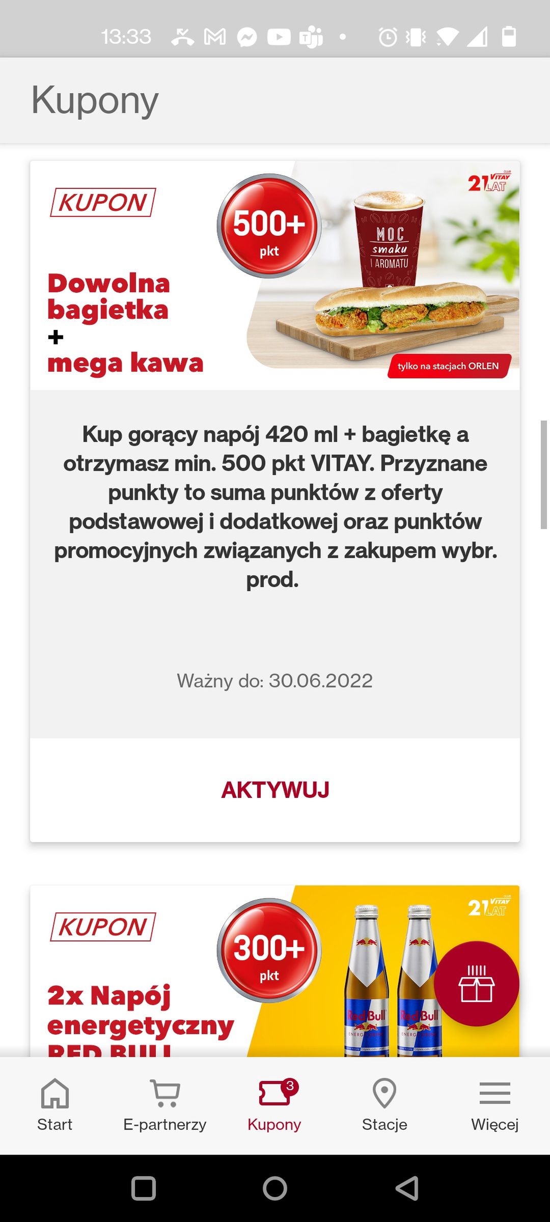 Vitay: kupony do aktywacji