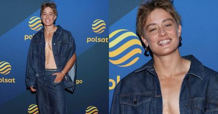 Katarzyna Zillmann pozuje TOPLESS z narzuconą kurtką jeansową na jesiennej ramówce Polsatu