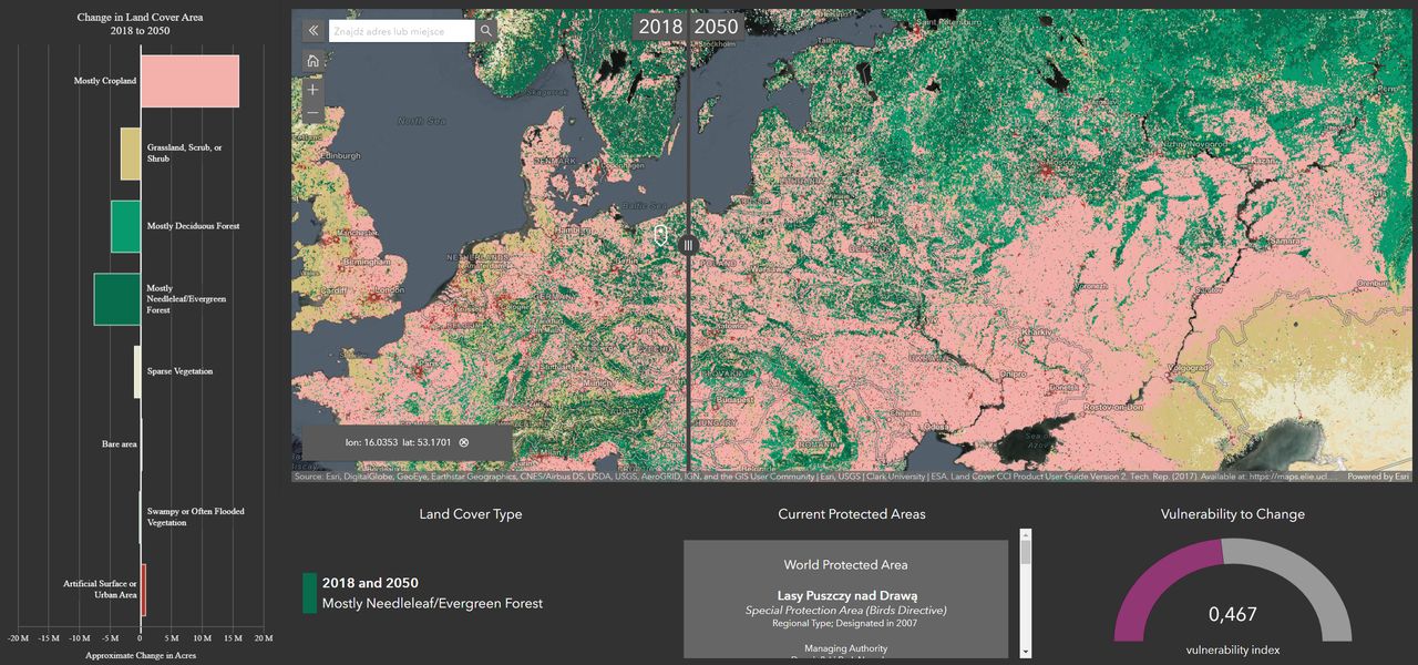 Esri Land Cover 2050 - interaktywna mapa świata