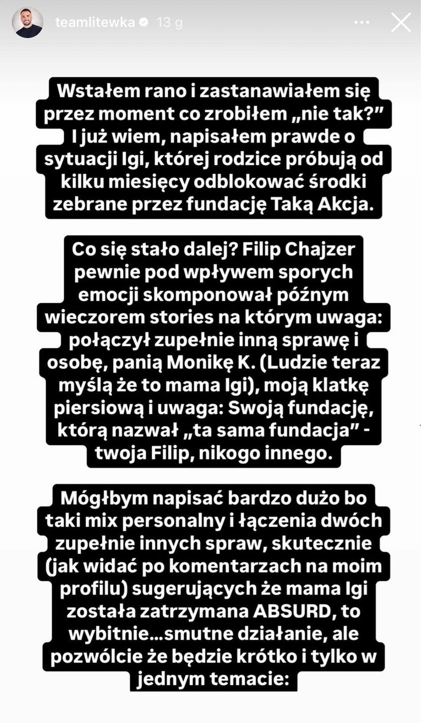 Łukasz Litewka o Filipie Chajzerze