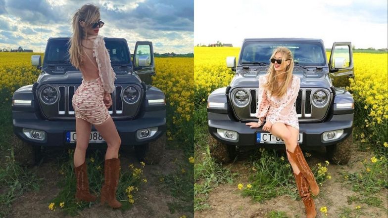 Marcelina Zawadzka wjechała samochodem w pole rzepaku