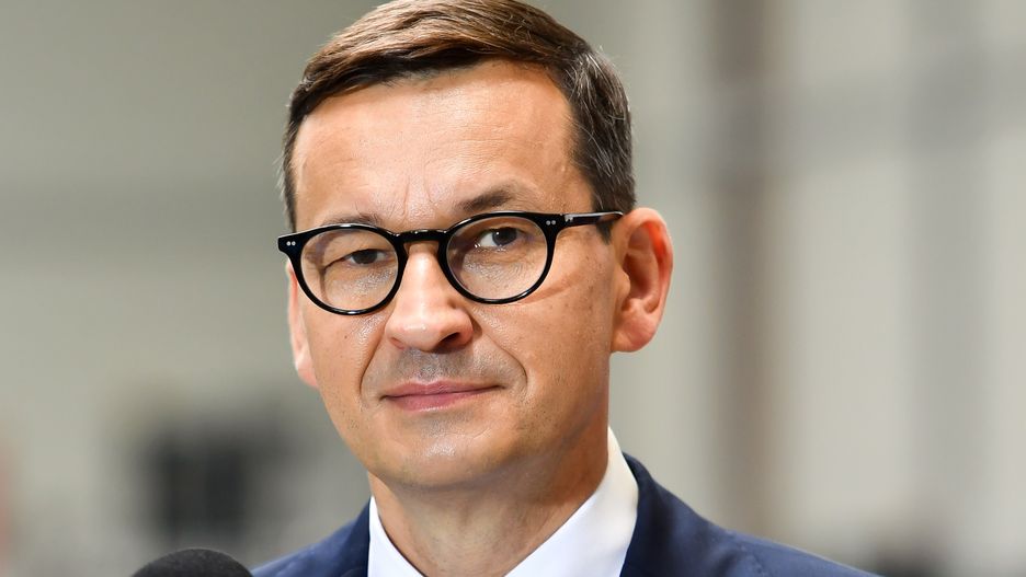 WIELOGLOWY, POLAND - 2021/07/29: Prime Minister Mateusz Morawiecki visits the Wisniowski factory in the village of Wieloglowy in the nearby town of Nowy Sacz. (Photo by Alex Bona/SOPA Images/LightRocket via Getty Images)