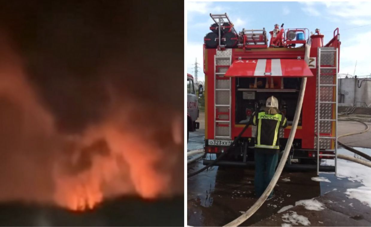 Huge fire in Russia. Three fuel tanks went up in flames.