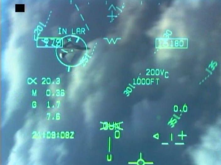 F-18 aircraft HUD with a marked target