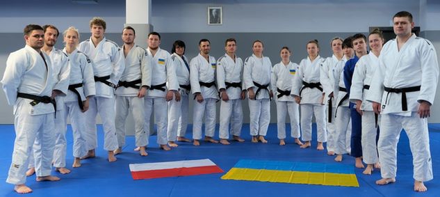 Reprezentacja Ukrainy niesłyszących w judo podczas treningu (fot. Krzysztof Basiński/materiał prasowy)