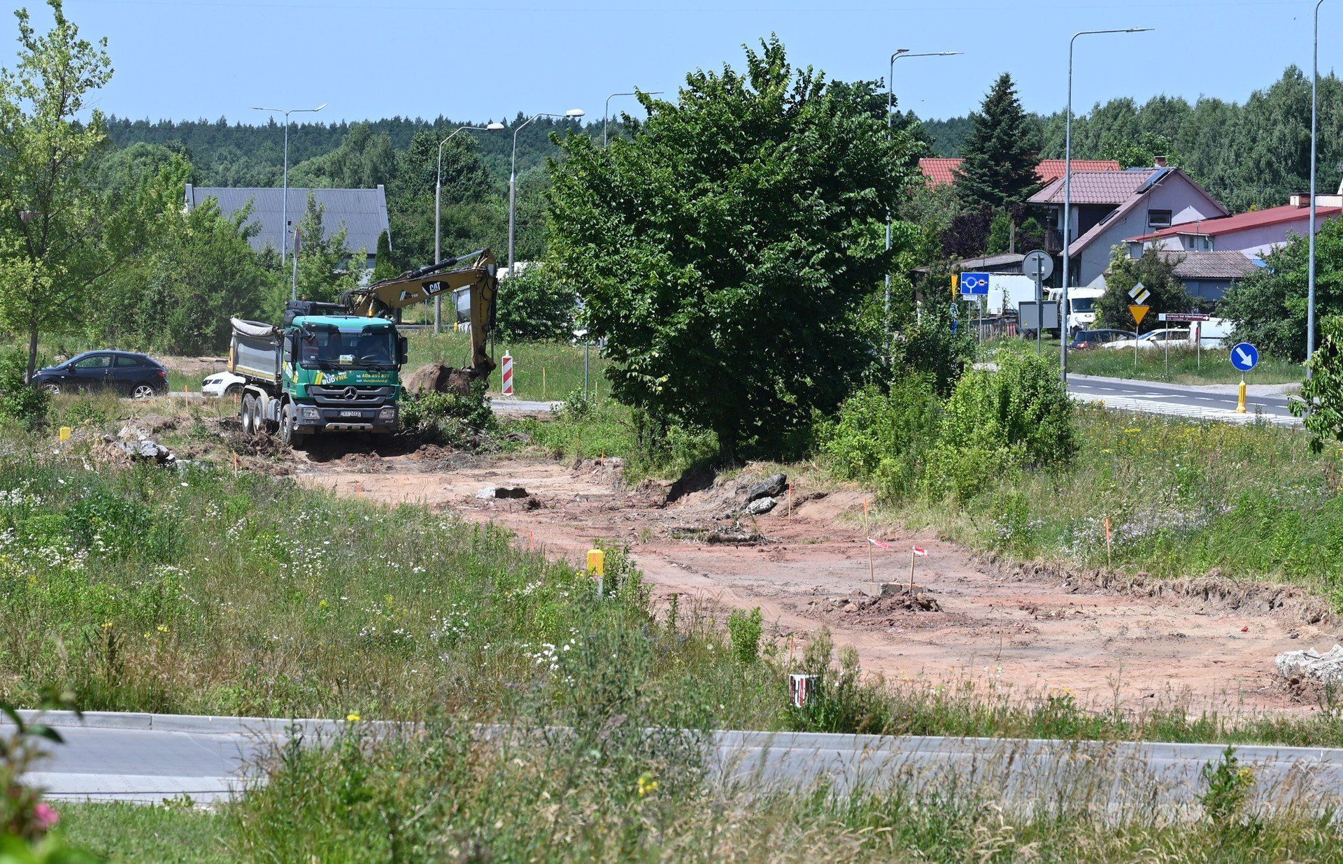 Plac budowy ścieżki rowerowej na osiedlu Ślichowice
